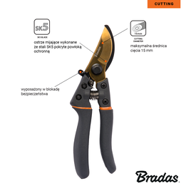 Sekator V-SERIES-P ostrze mijające, stal SK5, gold