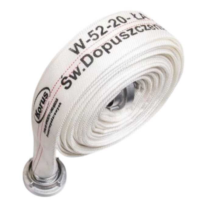 Wąż strażacki Korus W-52-20-ŁA 20m biały - Polska produkcja
